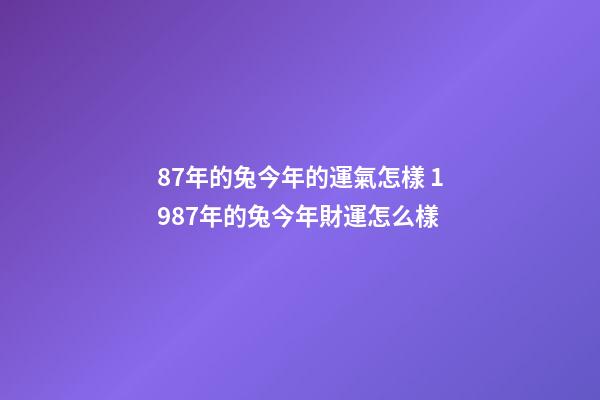87年的兔今年的運氣怎樣 1987年的兔今年財運怎么樣-第1張-觀點-玄機派